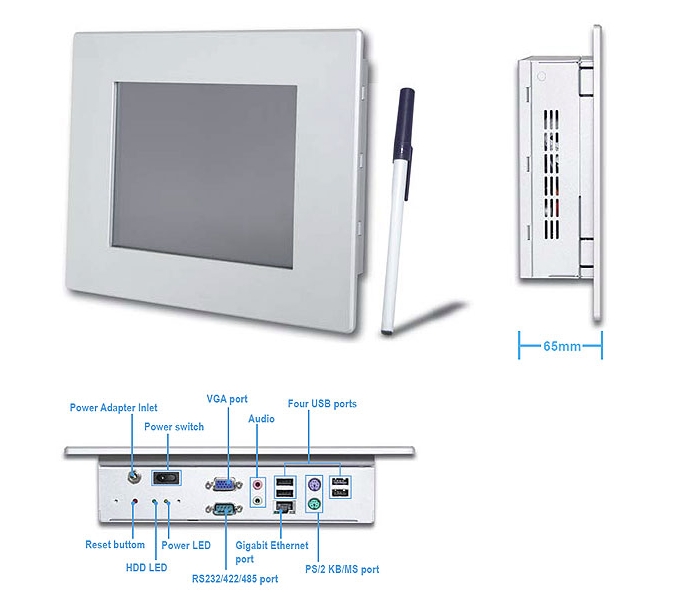 Portwell PARD-S080T Панельный компьютер LCD 8.4 на базе Intel Atom Z510 1.1 ГГц (LAN, Sound, RS232/422/485, Wi-Fi, CF)