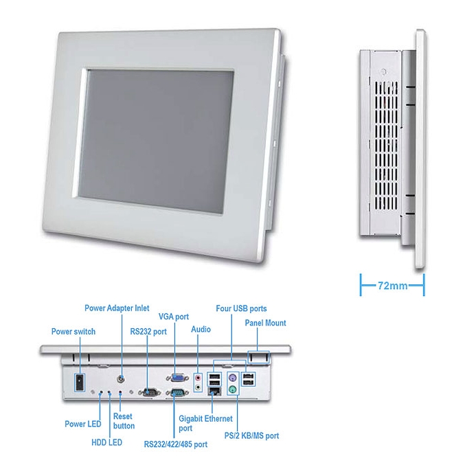 Portwell PARD-S100T Панельный компьютер LCD 10.4 на базе Intel Atom Z510 1.1 ГГц (LAN, Sound, 2 Com, Wi-Fi, CF, SATA)