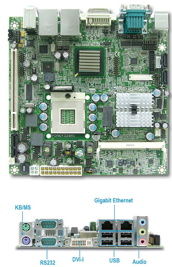 twell WADE-8066 - производительный компьютер Mini-ITX на базе Intel Core 2 Duo / Celeron M (CF, DVI-I, PCI, PCI-E, 2 LAN)