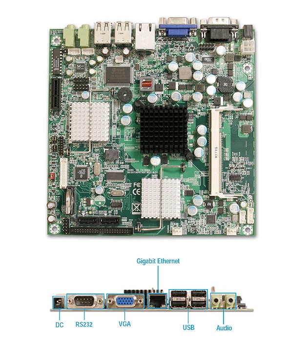 Portwell WADE-8071 - одноплатный компьютер Mini-ITX с низким энергопотреблением на базе Intel Atom N270 (1.6 Ггц)