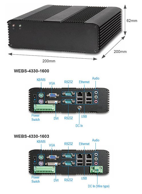 Portwell WEBS-4330 - компактный промышленный компьютер на базе Intel Atom N270 (+12V/+9~+27V, -5~+45°С)